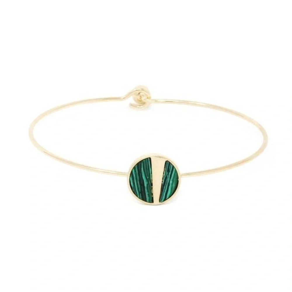 SEMI-PRECIOUS METAL TRIMMED DISC SKINNY CUFF BRACE